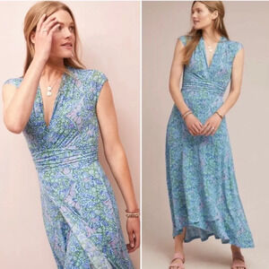 Anthropologie Blue and Green Maxi Dress